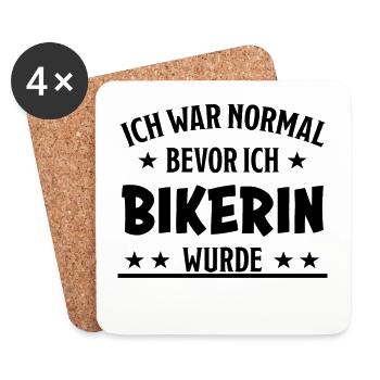Bikerin Lustiger Spruch Bike Fun Sprüche Geschenk - Untersetzer (4er-Set) - Weiß - Vorne