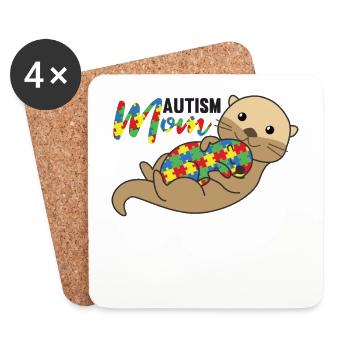 autism awareness month puzzel autism Mom Otter - Untersetzer (4er-Set) - Weiß - Vorne