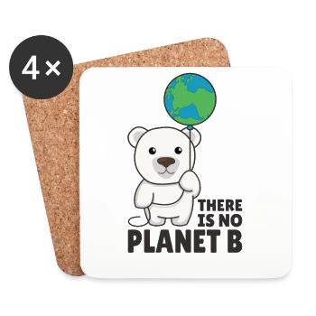 Eisbär mit Erde Klimaschutz es gibt kein planet b - Untersetzer (4er-Set) - Weiß - Vorne