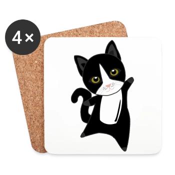 Chats animaux mignons Chats pour enfants animaux drôles - Dessous de verre (lot de 4) - blanc - Devant