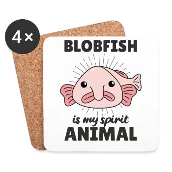 Blobfish Is My Spirit Animal - funny blobfish - Coasters (set of 4) - white - Front