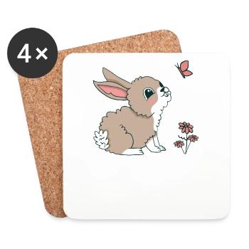 süßer Hase zu Ostern im Frühling Hasen - Untersetzer (4er-Set) - Weiß - Vorne