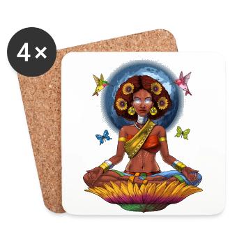 Femme Africaine Hippie Yoga - Dessous de verre (lot de 4) - blanc - Devant