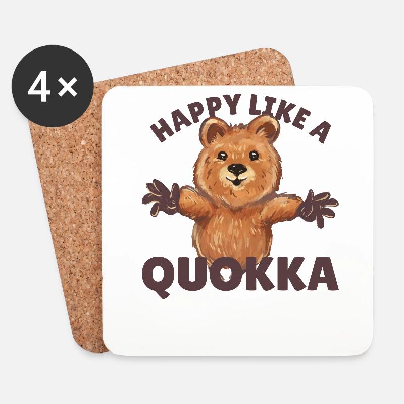 Happy like a quokka - süßes Quokka - Untersetzer (4er-Set) - Weiß