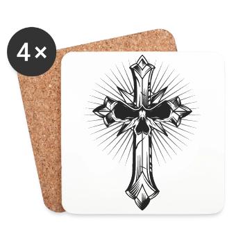 Skull Cross Gothic Metal Emo Rock - Coasters (set of 4) - white - Front