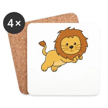 Lion mignon animaux pour les enfants Roi Lion - Dessous de verre (lot de 4) - blanc - Devant