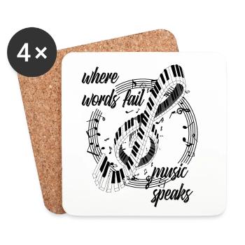 Where words fail music speaks Piano Design - Untersetzer (4er-Set) - Weiß - Vorne