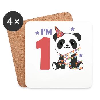 Panda zum ersten Geburtstag für Kinder 1 Jahr - Untersetzer (4er-Set) - Weiß - Vorne