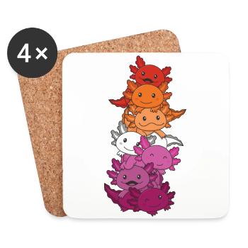 Drapeau lesbien Gay Pride LGBTQ Axolotl - Dessous de verre (lot de 4) - blanc - Devant