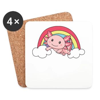 Arc-en-ciel axolotl doux axolotl pour les enfants - Dessous de verre (lot de 4) - blanc - Devant