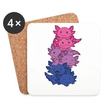 Bi Flag Gay Pride LGBTQ Axolotl - Dessous de verre (lot de 4) - blanc - Devant