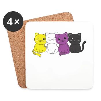 Nonbinary Flag Non Binary Pride LGBTQ süße Katze - Untersetzer (4er-Set) - Weiß - Vorne