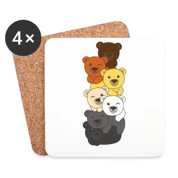 Bear Brotherhood Flag Pride LGBTQ Bear Bunch - Dessous de verre (lot de 4) - blanc - Devant