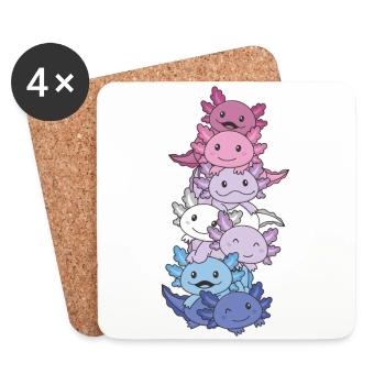 Bigender Flag Bi Pride LGBTQ Axolotl - Dessous de verre (lot de 4) - blanc - Devant