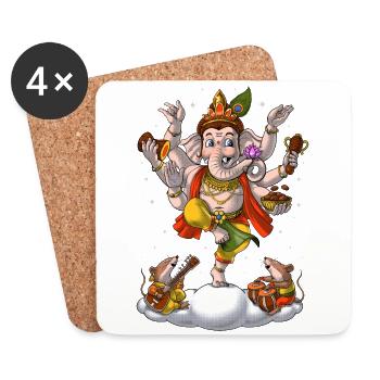 Hinduism Elephant God Ganesha - Coasters (set of 4) - white - Front