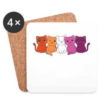Lesbian Flag Gay Pride LGBTQ Katzen süße Katze - Untersetzer (4er-Set) - Weiß - Vorne