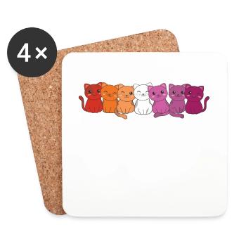 Lesbian Flag Gay Pride LGBTQ Katzen süße Katze - Untersetzer (4er-Set) - Weiß - Vorne