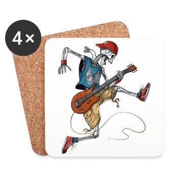 Skeleton Metal Guitariste - Dessous de verre (lot de 4) - blanc - Devant
