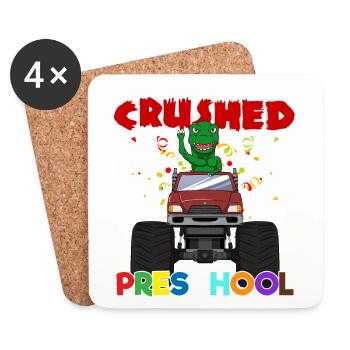 Monster Truck Dinosaur Preschool I Gift - Coasters (set of 4) - white - Front