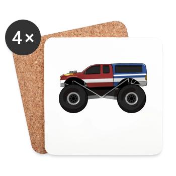 Monster Truck Big Tire Child Love I Gift - Coasters (set of 4) - white - Front
