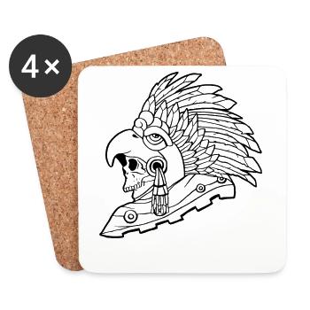 Aztec Eagle Warrior Mayan Skull Inca - Coasters (set of 4) - white - Front
