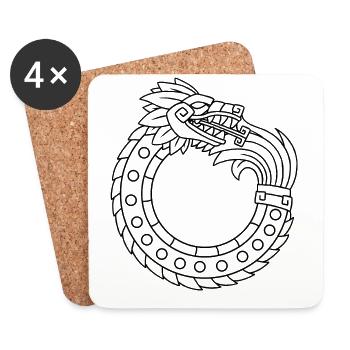 Quetzalcoatl Ouroboros Old Aztec Serpent Ma - Coasters (set of 4) - white - Front