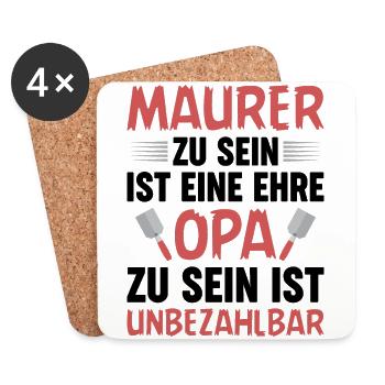 Maurer Lustige Sprüche Opa Großvater - Untersetzer (4er-Set) - Weiß - Vorne