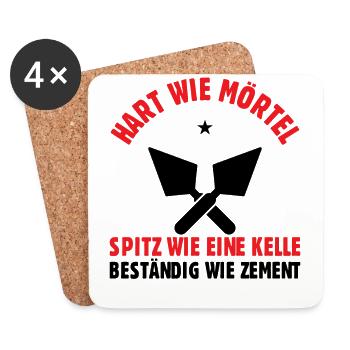 Maurer Lustige Sprüche - Untersetzer (4er-Set) - Weiß - Vorne