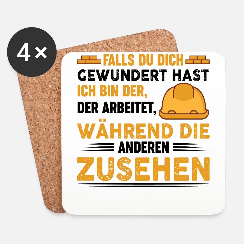 Maurer Lustige Sprüche - Untersetzer (4er-Set) - Weiß