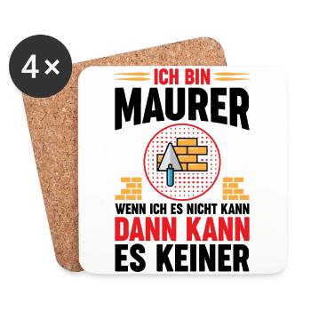 Maurer Lustige Sprüche - Untersetzer (4er-Set) - Weiß - Vorne