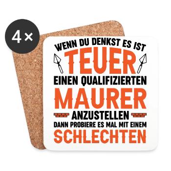 Maurer Lustige Sprüche - Untersetzer (4er-Set) - Weiß - Vorne
