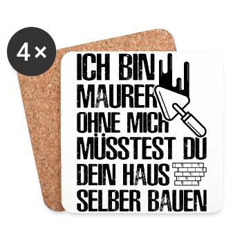Maurer Lustige Sprüche - Untersetzer (4er-Set) - Weiß - Vorne