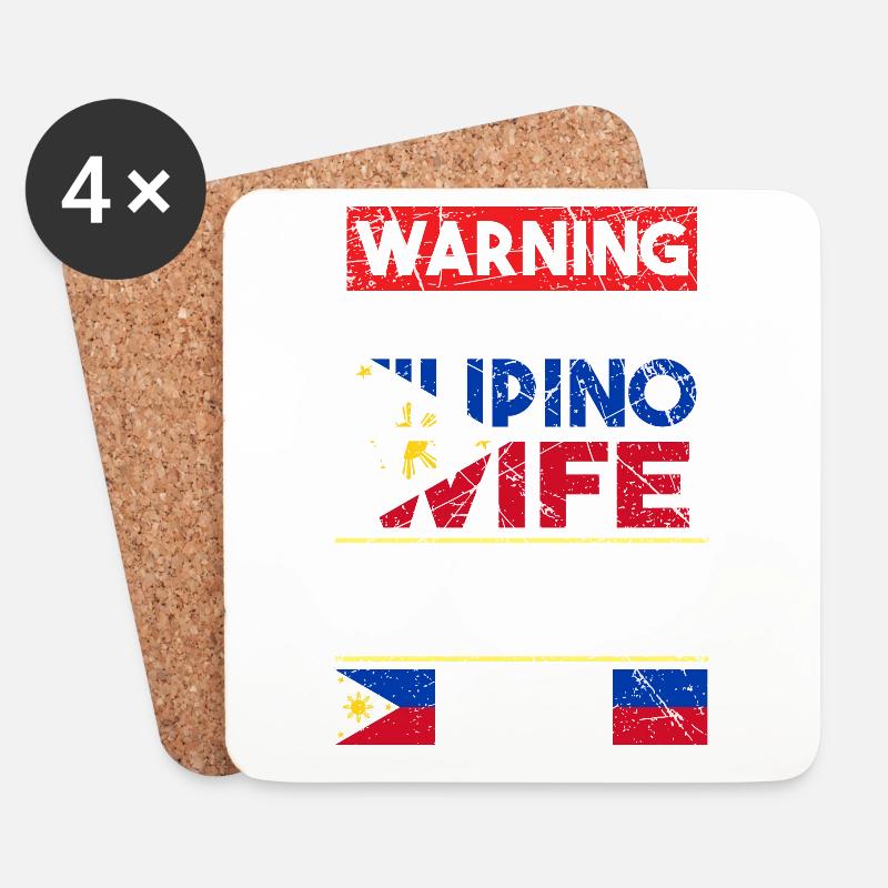 Philippinen Filipina Flagge Frau Ehe I Geschenk - Untersetzer (4er-Set) - Weiß