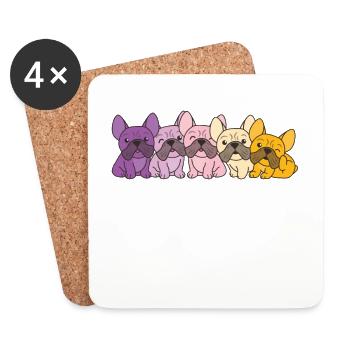 trixic Flag French Bulldog Pride LGBTQ Hunde - Untersetzer (4er-Set) - Weiß - Vorne