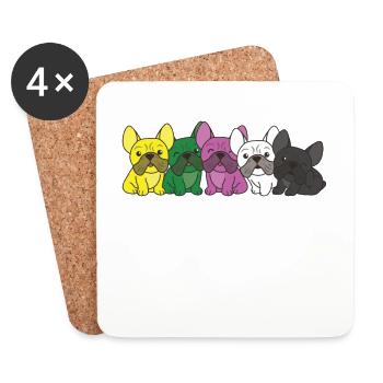 Ceterosexuell Flag French Bulldog Pride LGBTQ Hund - Untersetzer (4er-Set) - Weiß - Vorne