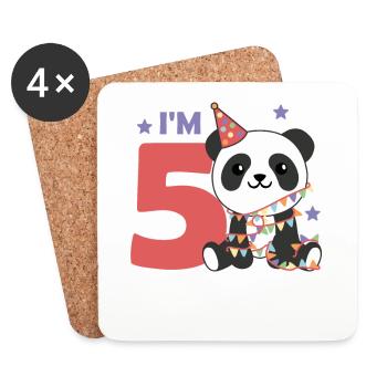 Panda for the fifth birthday for children 5 years - Coasters (set of 4) - white - Front