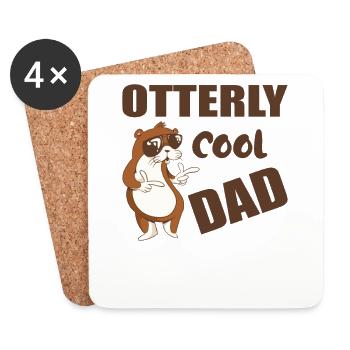 Otterly cool dad funny fathers Day gift - Untersetzer (4er-Set) - Weiß - Vorne