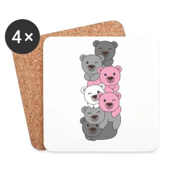 Demigirl Flag Pride LGBTQ Cute Bear Bunch - Coasters (set of 4) - white - Front