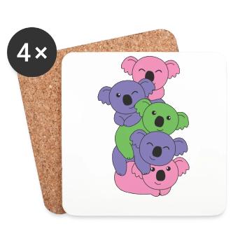 Trigender Flag Pride LGBTQ süßer Koala Haufen - Untersetzer (4er-Set) - Weiß - Vorne