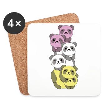 twink Flag Pride LGBTQ mignon groupe de panda - Dessous de verre (lot de 4) - blanc - Devant