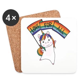Rainbow Flag Gay Pride LGBTQ Einhorn süße Tiere - Untersetzer (4er-Set) - Weiß - Vorne