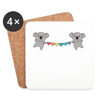 Rainbow Flag Gay Pride LGBTQ Koala süße Tiere - Untersetzer (4er-Set) - Weiß - Vorne