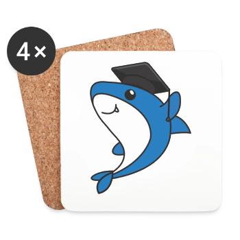 Kids Kindergarten nailed it Shark Fish Graduation - Coasters (set of 4) - white - Front