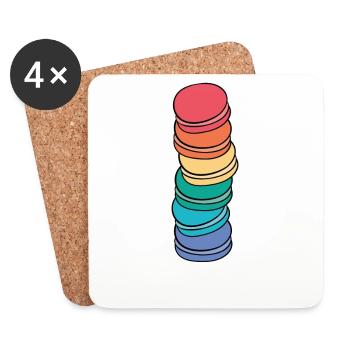 Rainbow Flag Gay Pride LGBTQ Macaron - Coasters (set of 4) - white - Front