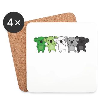 Aromantic Flag Pride LGBTQ süßer Koala - Untersetzer (4er-Set) - Weiß - Vorne