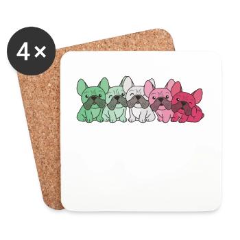 abrosexual Flag French Bulldog Pride LGBTQ Hunde - Untersetzer (4er-Set) - Weiß - Vorne
