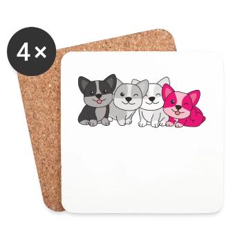 gynéphilie Drapeau Corgi Pride LGBTQ chiens mignons - Dessous de verre (lot de 4) - blanc - Devant