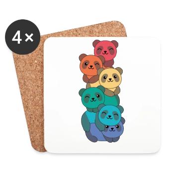 Rainbow Flag Gay Pride LGBTQ Panda süße Tiere - Untersetzer (4er-Set) - Weiß - Vorne