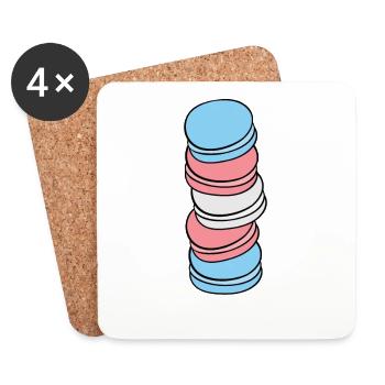 Transgender Flag Gay Pride LGBTQ Macaron - Coasters (set of 4) - white - Front
