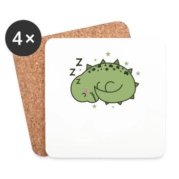 petit dinosaure dort dinosaure animal - Dessous de verre (lot de 4) - blanc - Devant